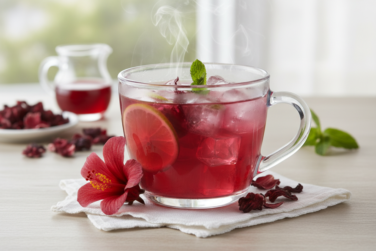 Glow Sip Hibiscus Tea Bags for Heart & Skin | Caffeine-Free Hibiscus Tea | Herbal Heart & Skin Tea | Antioxidant Hibiscus Tea | Refreshing Glow Sip Tea