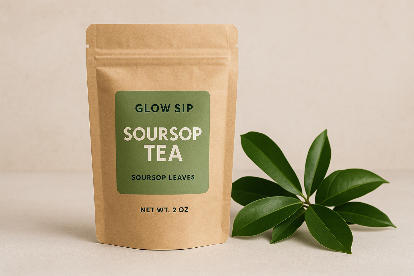 Glow Sip 100 Natural Soursop Herbal Tea | Soursop Leaf Tea | Natural Wellness Herbal Tea | Premium Soursop Tea | 2oz Herbal Tea Pack