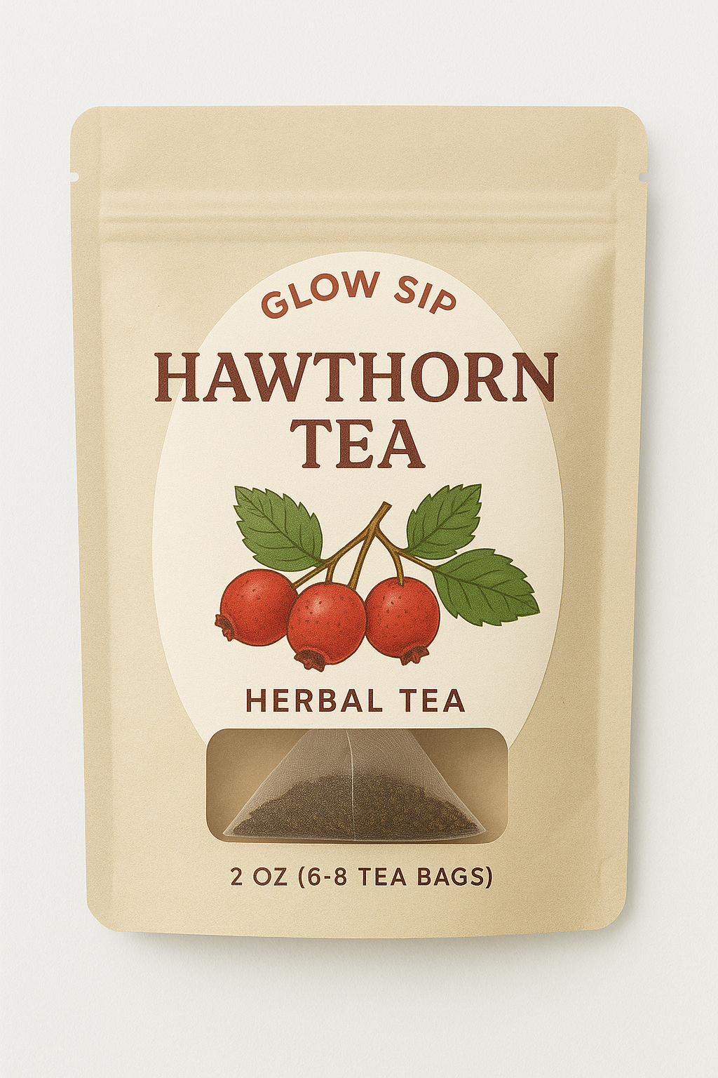 Glow Sip Hawthorn Tea Herbal Bags | herbal hawthorn tea bags | calming caffeine-free tea | Glow Sip wellness tea