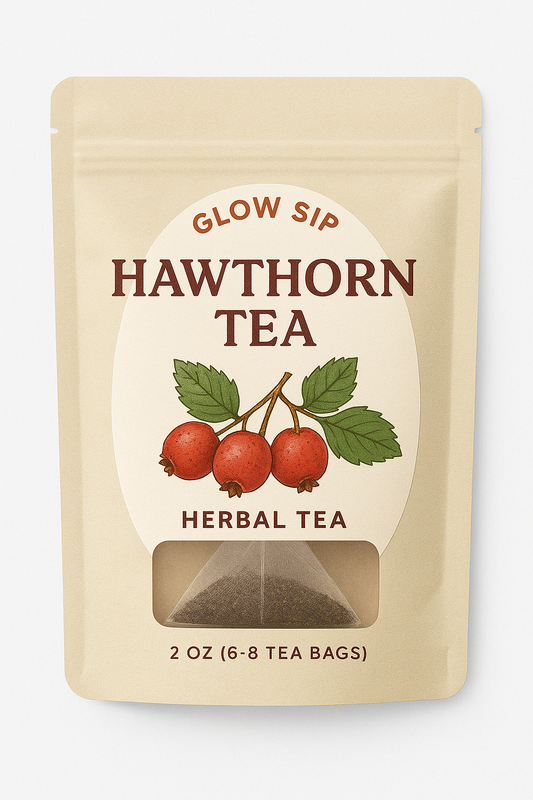 Glow Sip Hawthorn Tea Herbal Bags | herbal hawthorn tea bags | calming caffeine-free tea | Glow Sip wellness tea
